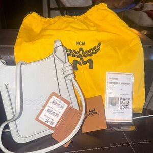 MCM Himmel Cream Crossbody Bag